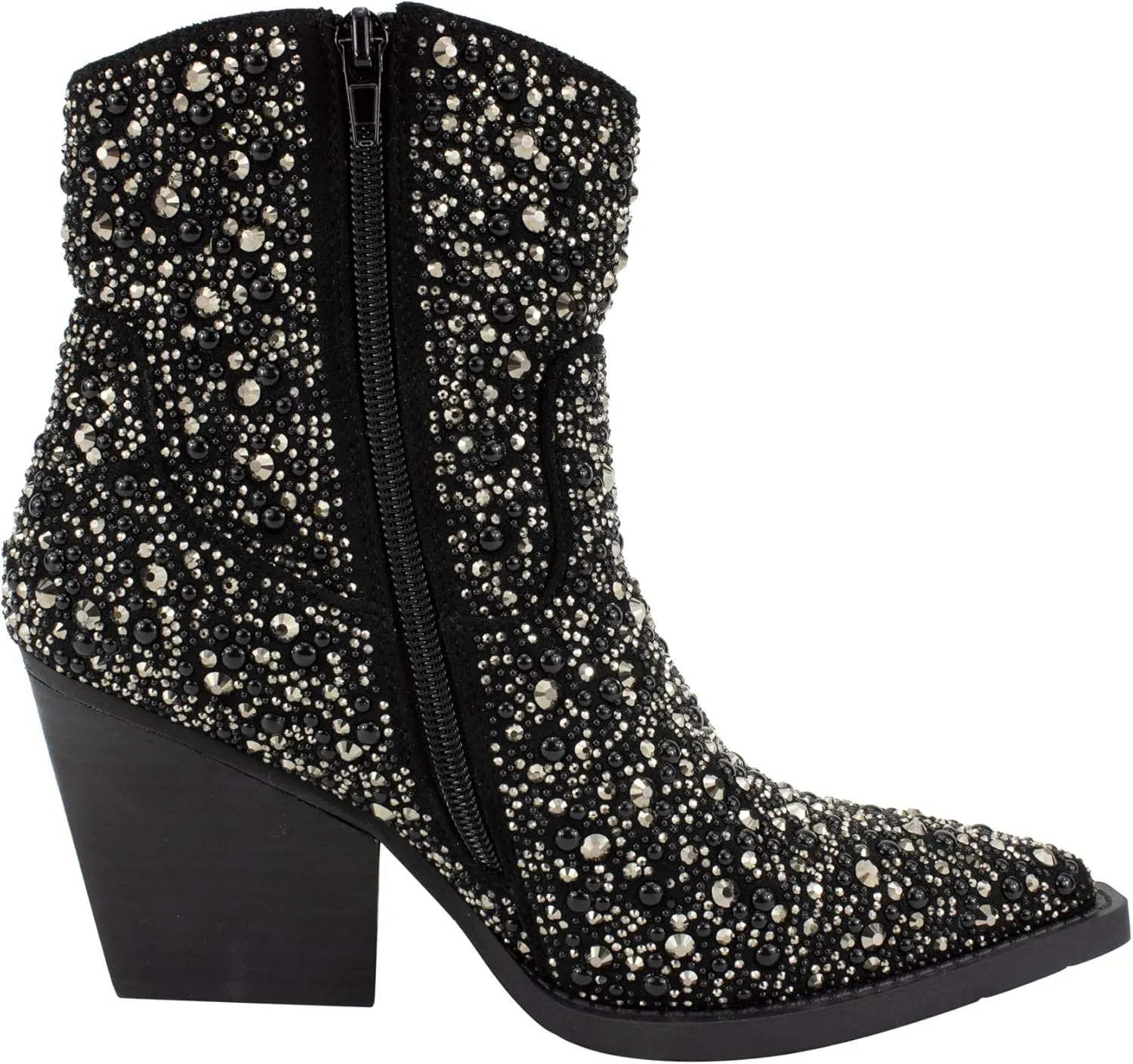 Very G Women’s Kady Pearl Boots | Cowboy Boot for Women with Glitter Accents | Durable, Comfortable, Stylish Shiny Ankle Booties with 3 1/4" Chunky Heel for Special Occasions and Everyday Chic