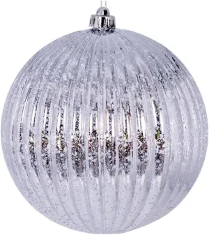Vickerman 6" Silver Shiny Lined Mercury Ball Ornament, 4 per Bag.