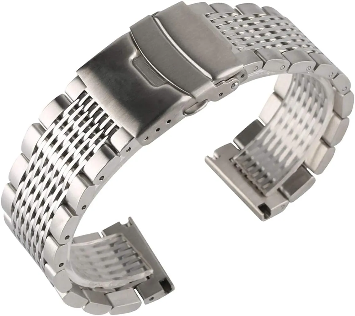 VIGANI Metal Replacement Band,Watch Straps, Watch Strap Stainless Steel 22mm Black/Silver Soild Watchband for Men Watches Metal Clock Band Bracelet (Color : Silber-20mm)