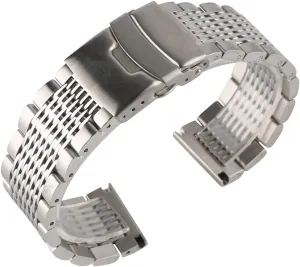 VIGANI Metal Replacement Band,Watch Straps, Watch Strap Stainless Steel 22mm Black/Silver Soild Watchband for Men Watches Metal Clock Band Bracelet (Color : Silber-20mm)