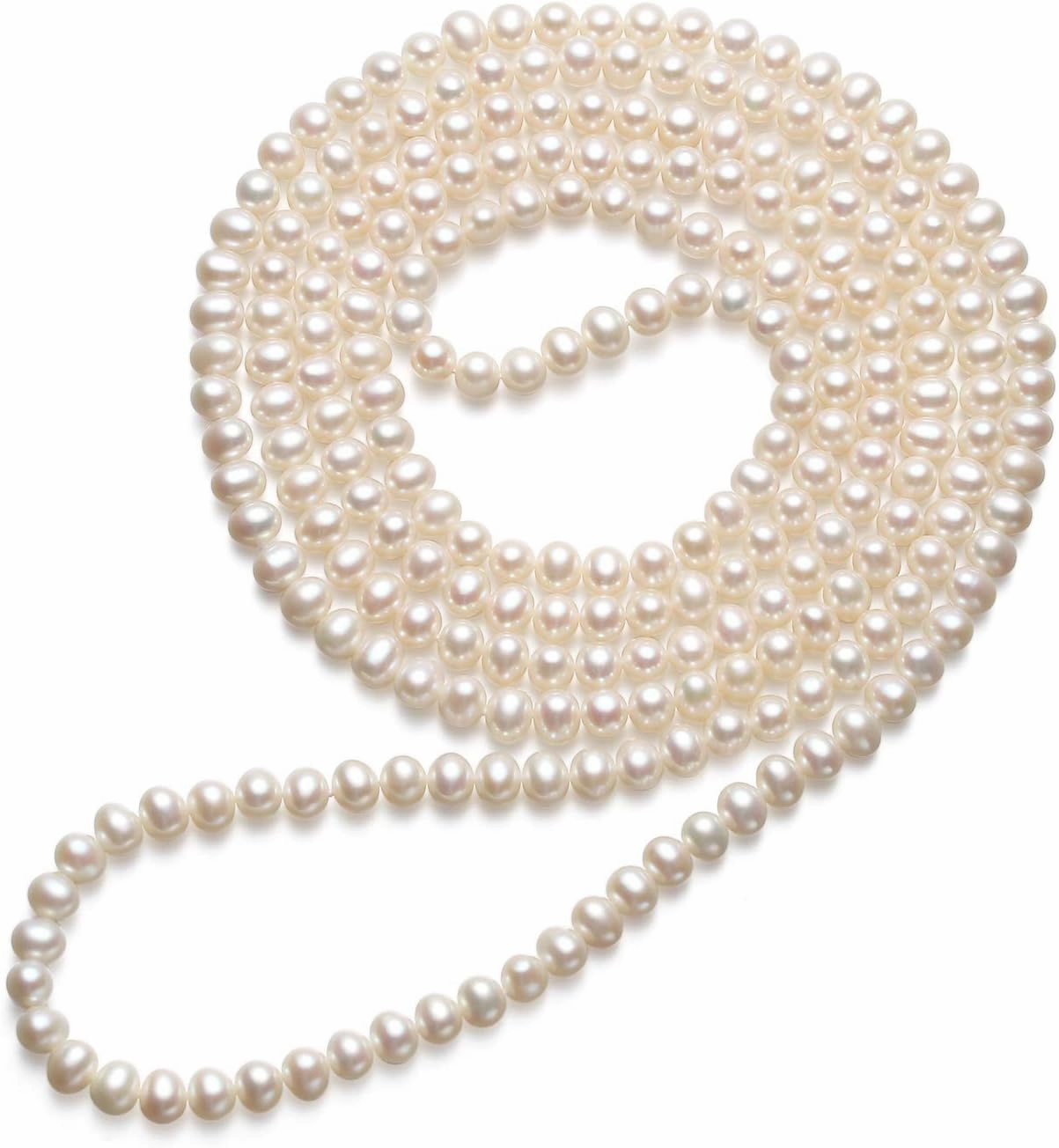 VIKI LYNN Long Pearl Necklace 6-7mm AAA Quality Freshwater Cultured Pearl Jewelry for Women