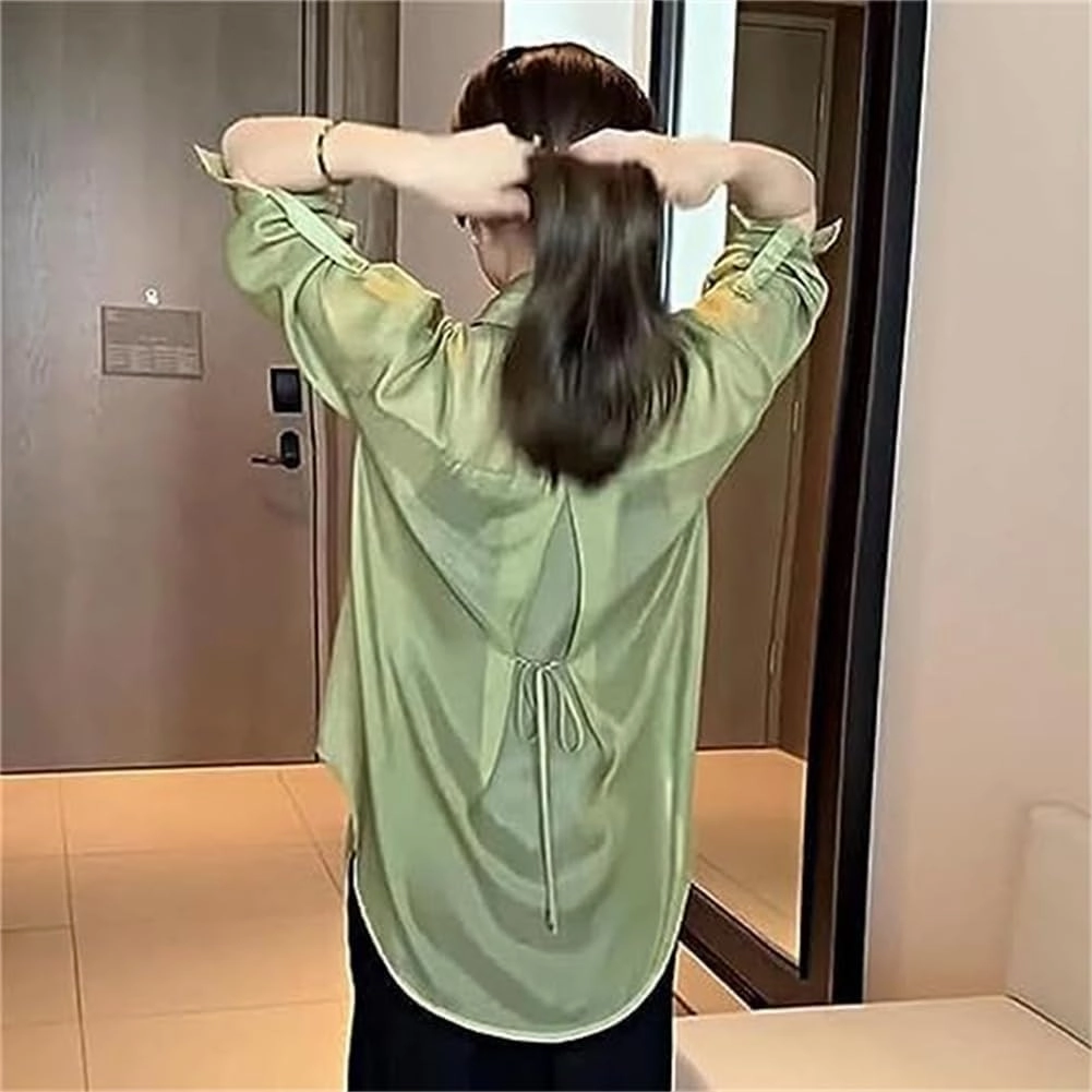 Visulong Shirt, Summer Sunscreen Chiffon Shirt Long Sleeve, Women Lightweight Sunscreen Sheer Cardigan Uv Block