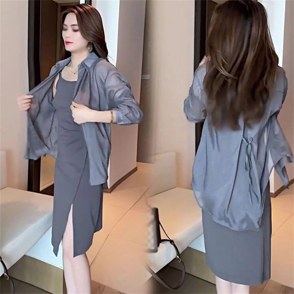 Visulong Shirt, Summer Sunscreen Chiffon Shirt Long Sleeve, Women Lightweight Sunscreen Sheer Cardigan Uv Block