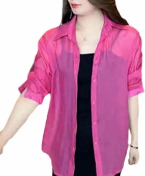 Visulong Shirt, Summer Sunscreen Chiffon Shirt Long Sleeve, Women Lightweight Sunscreen Sheer Cardigan Uv Block