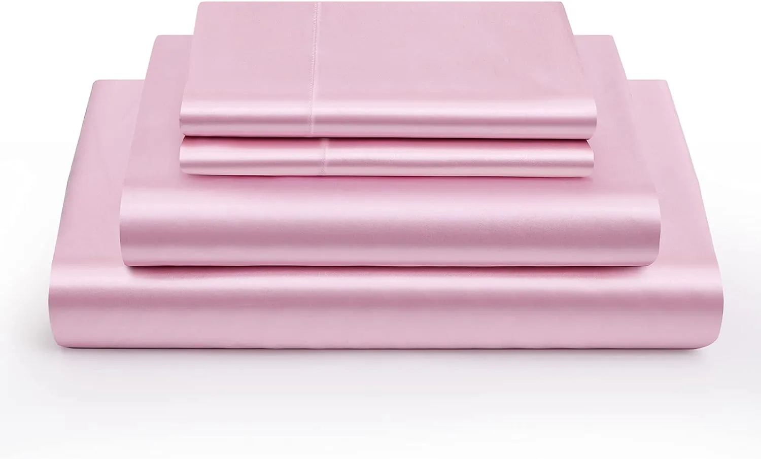 Vonty Satin Sheets Twin Silky Soft Satin Bed Sheets Pink Sheet Set, 1 Deep Pocket Fitted Sheet   1 Flat Sheet   1 Pillowcases
