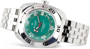 VOSTOK | Classic Amphibian Automatic Self-Winding Russian Diver Wrist Watch | WR 200 m | Fashion | Business | Casual Men's Watches | Model 710405 Steel Bracelet, 710405-St