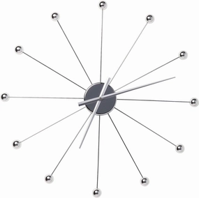 Wall Clock Like Umbrella Balls Chrome, Silver, 60 x 60 x 6 cm