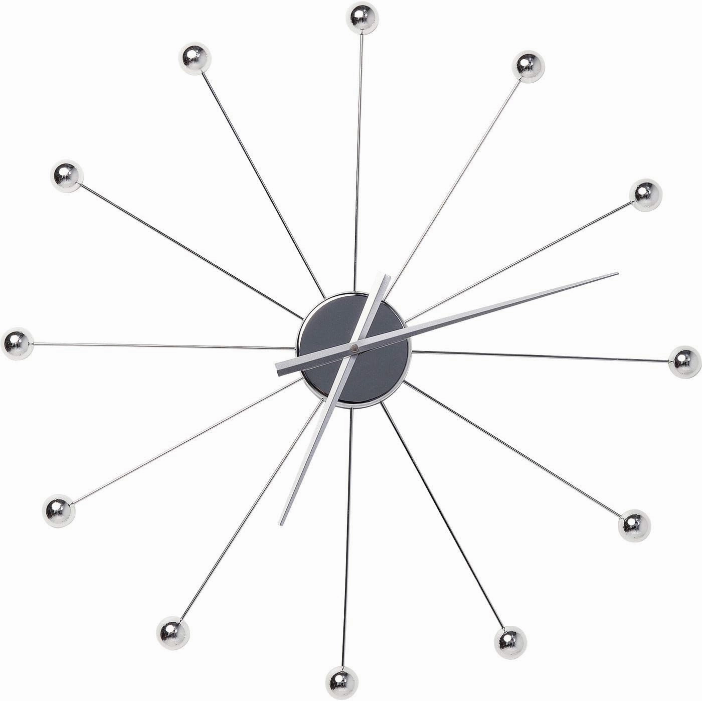 Wall Clock Like Umbrella Balls Chrome, Silver, 60 x 60 x 6 cm