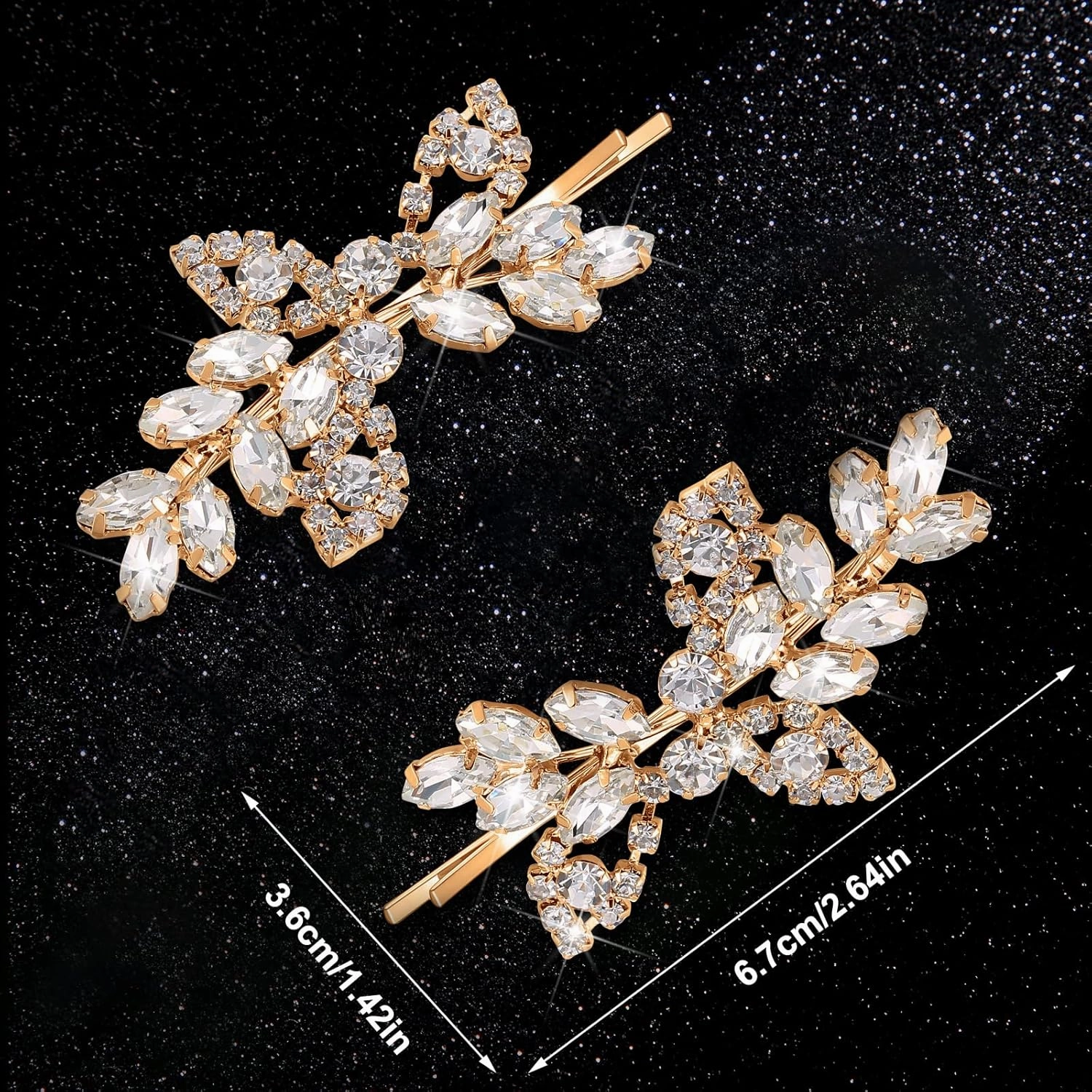 Waydress 4 Pcs Rhinestone Bridal Hair Clip Leaf Wedding Hairpin Bride Crystal Hair Barrette Accessories for Women (Gold, Rhinestone Style)