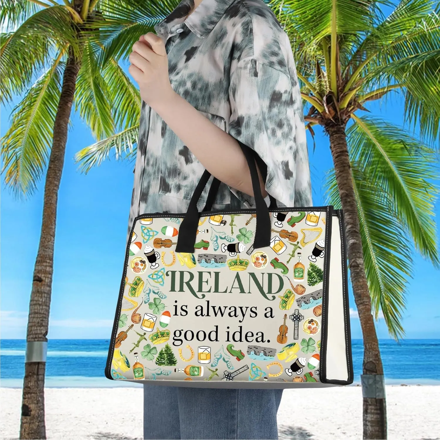 WCGXKO Ireland Trip Gift Ireland Lover Gift Merch Zipper Pouch Makeup Bag LT