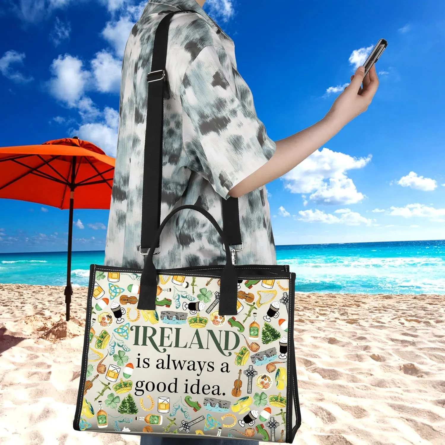 WCGXKO Ireland Trip Gift Ireland Lover Gift Merch Zipper Pouch Makeup Bag LT