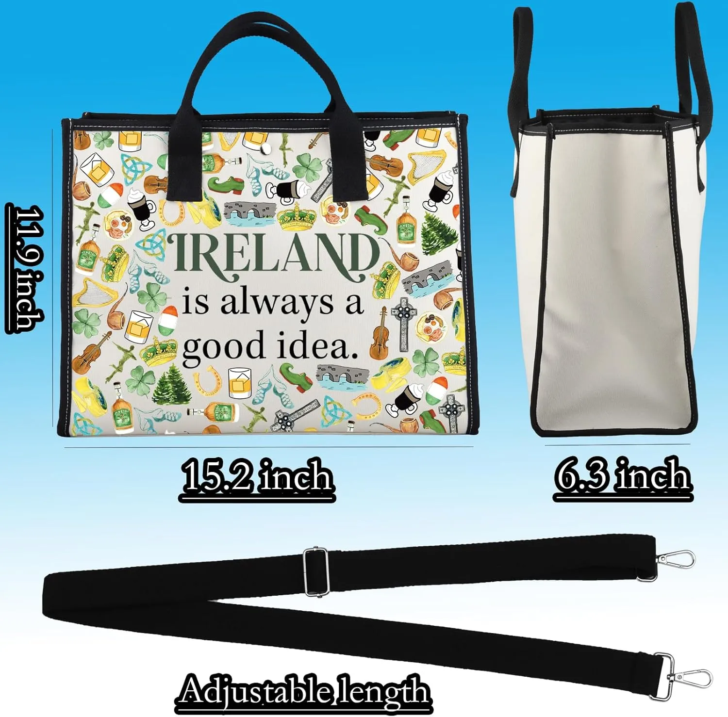WCGXKO Ireland Trip Gift Ireland Lover Gift Merch Zipper Pouch Makeup Bag LT
