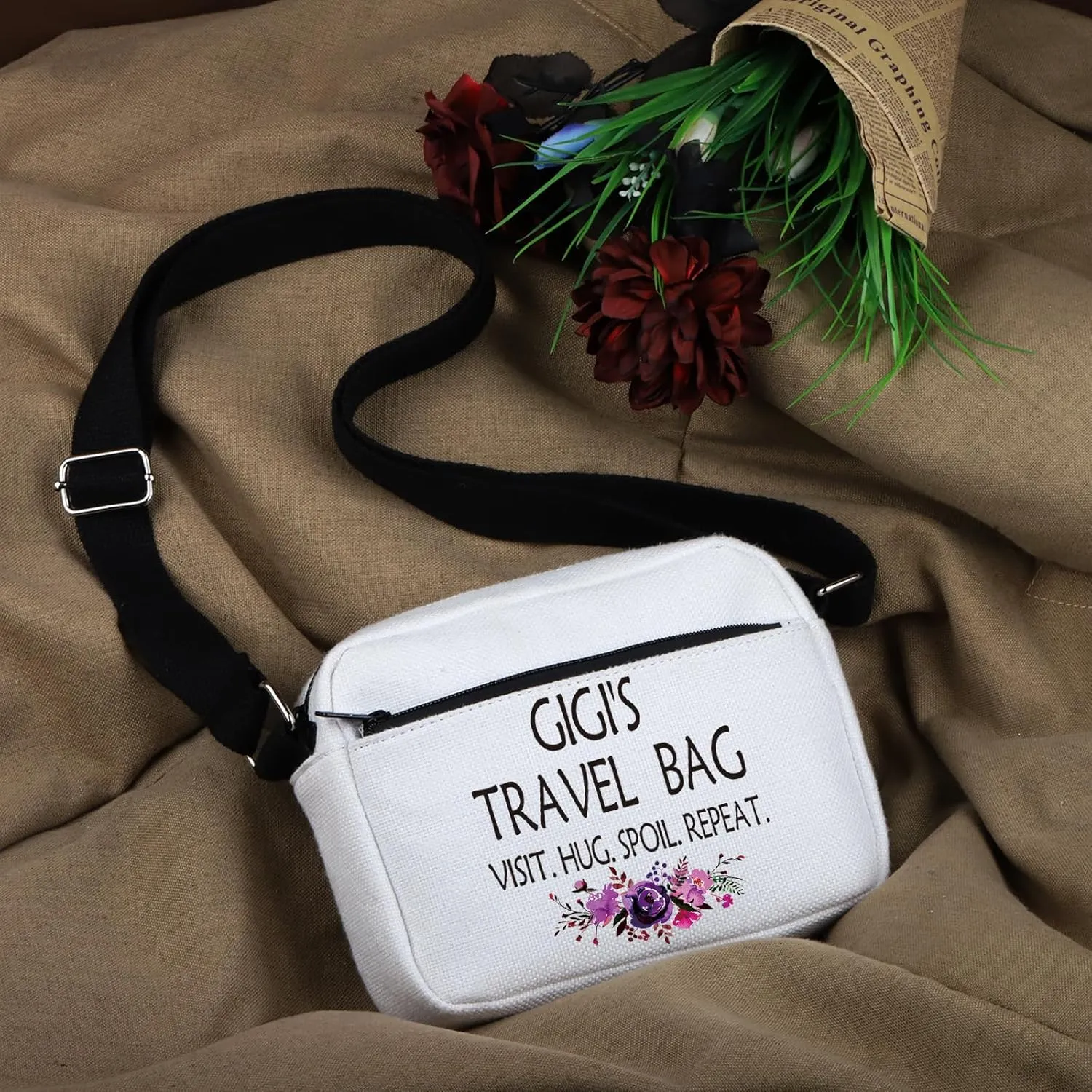 WCGXKO Mother’s Day Gift Grandma Birthday Gift Mother’s Day MerchandiseZipper Canvas Crossbody Bag For Grandma