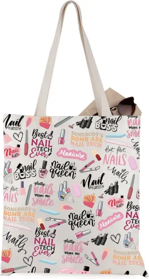 WCGXKO Nail Technician Tote Bag - Quotes Inspired Nail Tech & Specialist Gift