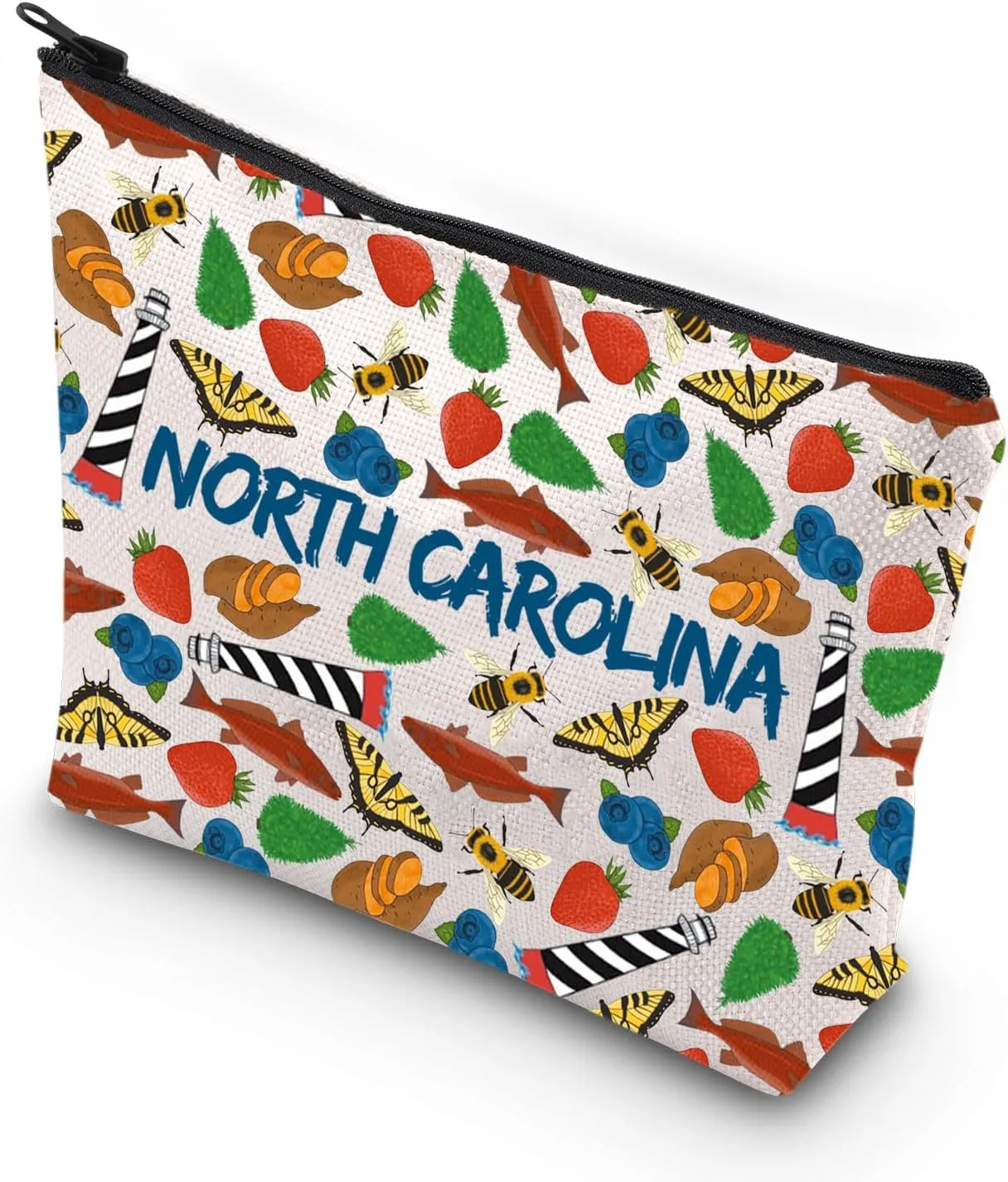 WCGXKO North Carolina Gift North Carolina Trip Gift North Carolina Zipper Pouch Makeup Bag (North Carolina)