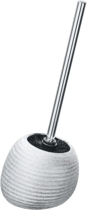 WENKO Polaris Juwel Toilet Brush Holder, Ceramic, Silver Shiny, 14.5 x 15 x 34.5 cm