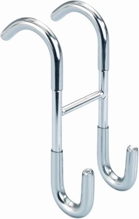 WENKO Taranto Shower Hook, 2 Hooks, for Shower Cubicles and Radiators, Hanging for Shower Squeegee and Towels, Also in Guest Toilet, Made of Stainless Steel, 5 x 12 x 7.5 cm, Shiny Silver