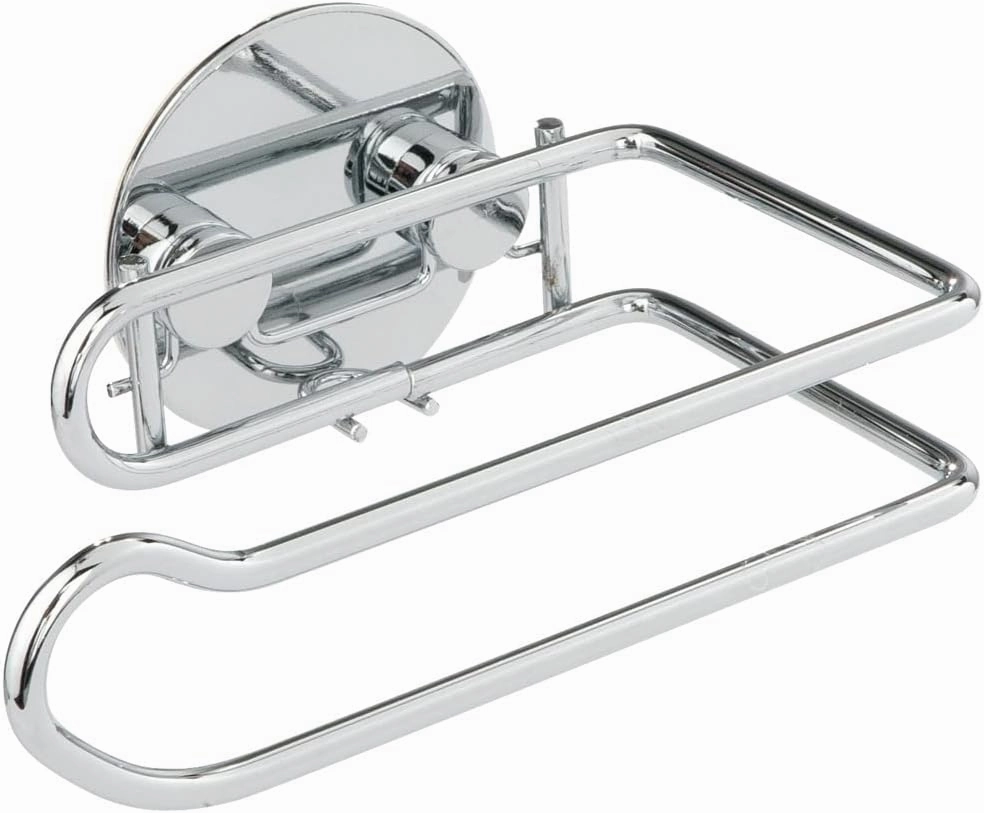 Wenko Turbo-Loc Toilet roll Holder-Fixing Without Drilling, Steel, Silver Shiny, 9 x 14 x 6 cm