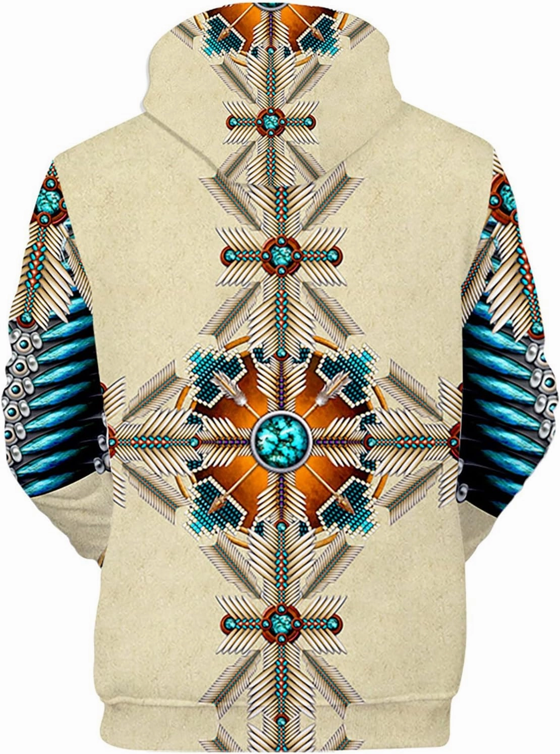 WENKOMG1 Mens Ethnic Printed Hoodies Long Sleeve Winter Fall American Indian Sweatshirt Native Style Graphic Pullover