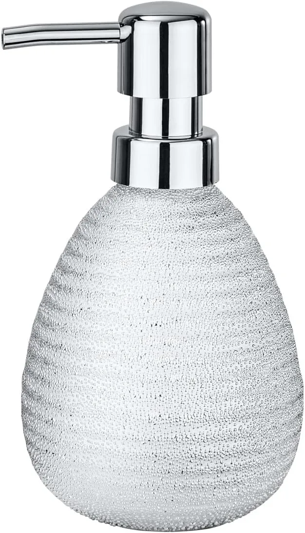 WENKO" Polaris Juwel Soap Dispenser, Ceramic, Silver, 9.5 x 9.5 x 16.2 cm