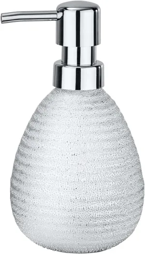WENKO" Polaris Juwel Soap Dispenser, Ceramic, Silver, 9.5 x 9.5 x 16.2 cm