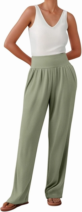 Wide Leg Yoga Pants for Women Elastic High Waisted Casual Trousers Pull On Summer Baggy Athletic Workout Sweatpants