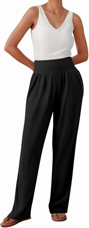 Wide Leg Yoga Pants for Women Elastic High Waisted Casual Trousers Pull On Summer Baggy Athletic Workout Sweatpants