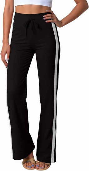 Wide Leg Yoga Pants for Women Striped Elastic High Waisted Casual Trousers Plus Size Pull On Athletic Workout Sweatpants