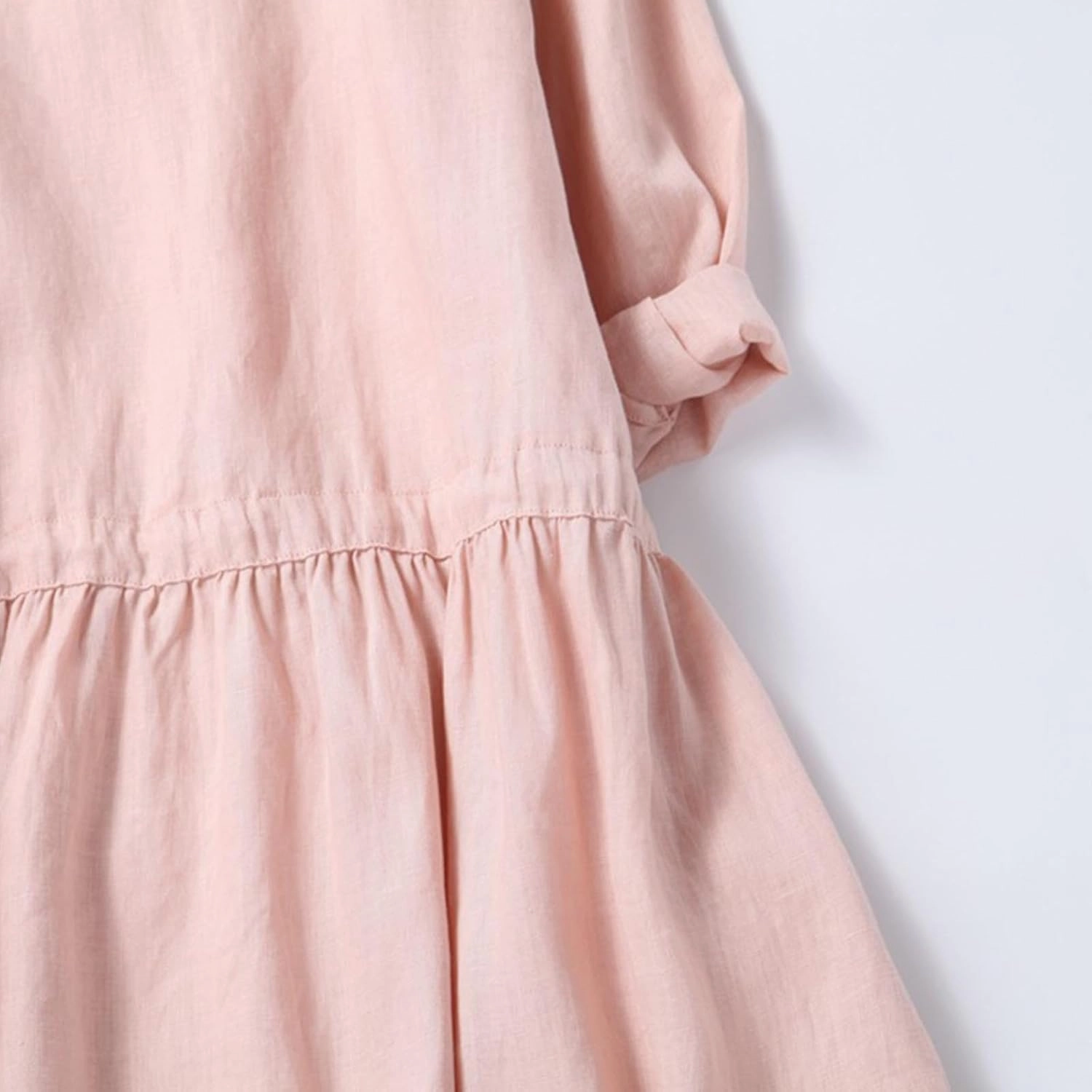 Women Bohemian Cotton Linen Dresses 3/4 Sleeve Maxi Long Dress Plain Classic Dresses Trendy Boho Dress with Belt