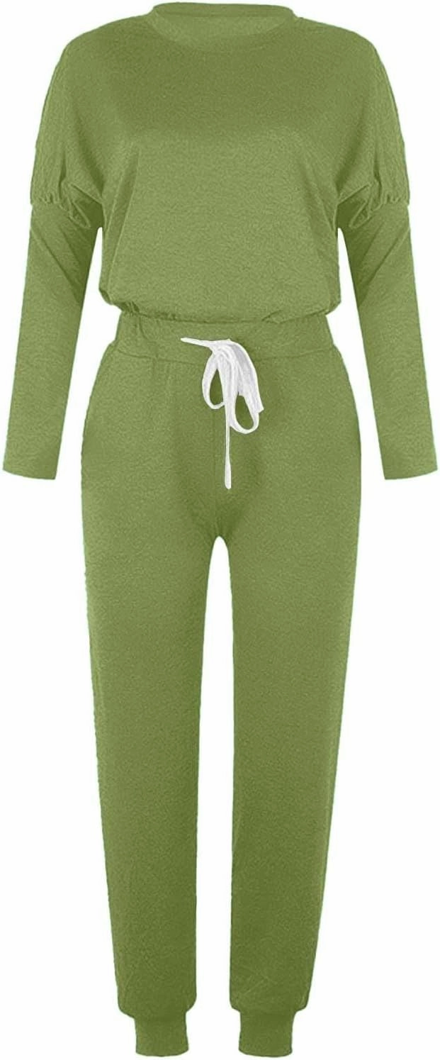 Women's Fall 2 Piece Lounge Outfit Crewneck Pullover Tops Long Pants Tracksuit Sweatsuits with Sweatpants Oversize