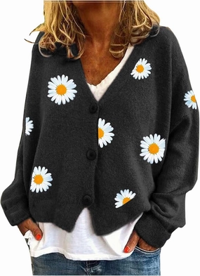 Women's O-Neck Long Sleeve Ribbed Knit Sweater Casual Sweater Warm Top Crop Oversized Cardigan for Women Size 2X
