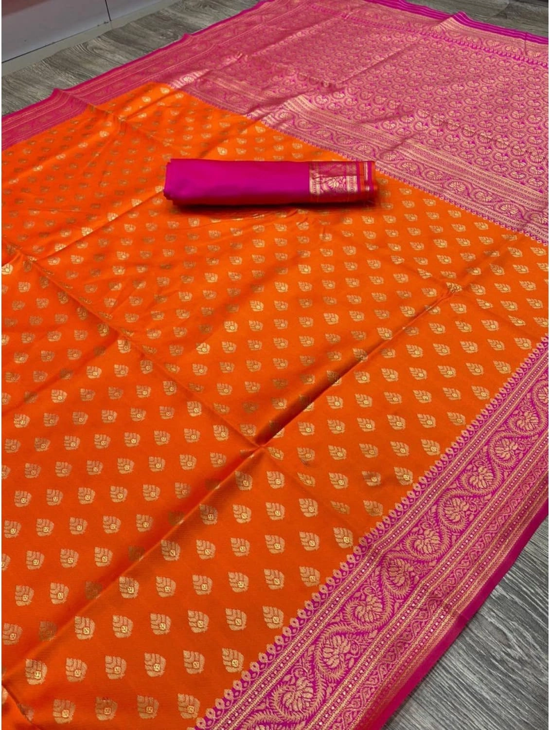 Women's Pure Lichi Silk Indian Wedding Wear kanjeevaram Saree with UnStitched Blouse Piece