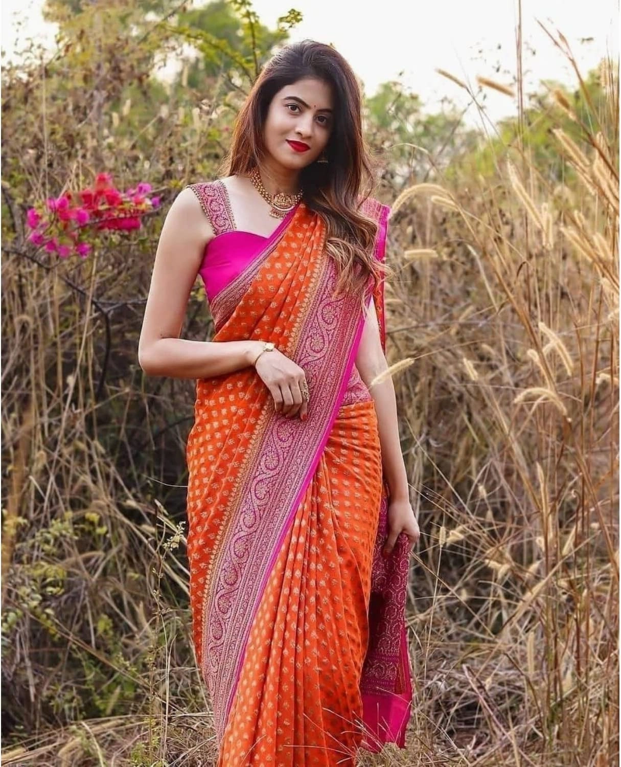 Women's Pure Lichi Silk Indian Wedding Wear kanjeevaram Saree with UnStitched Blouse Piece