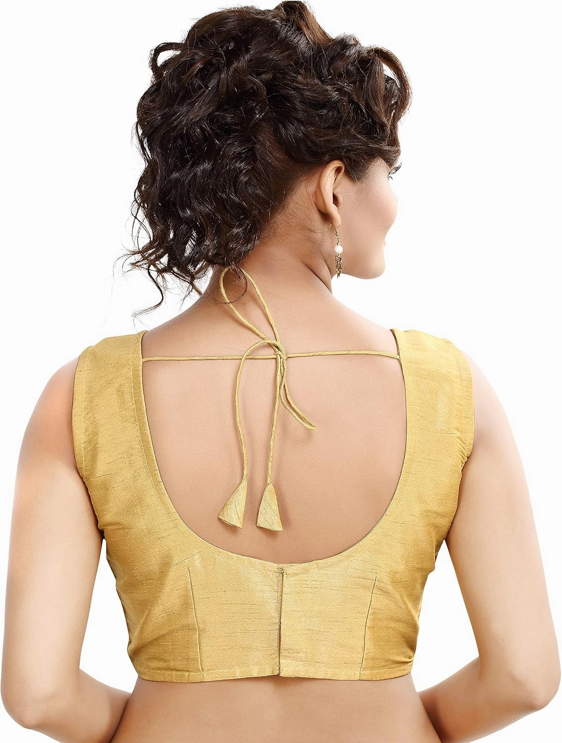 Women's Raw Silk Sleeveless Ready To Wear Saree Blouse