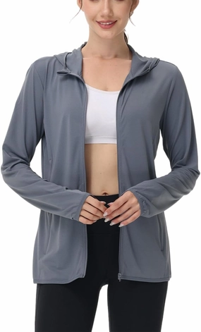 Women's UPF50  Sun Protection Shirts, SPF Jacket UV Zip Up Hoodie, Long Sleeve Summer Ice Silk Outdoor with Pockets