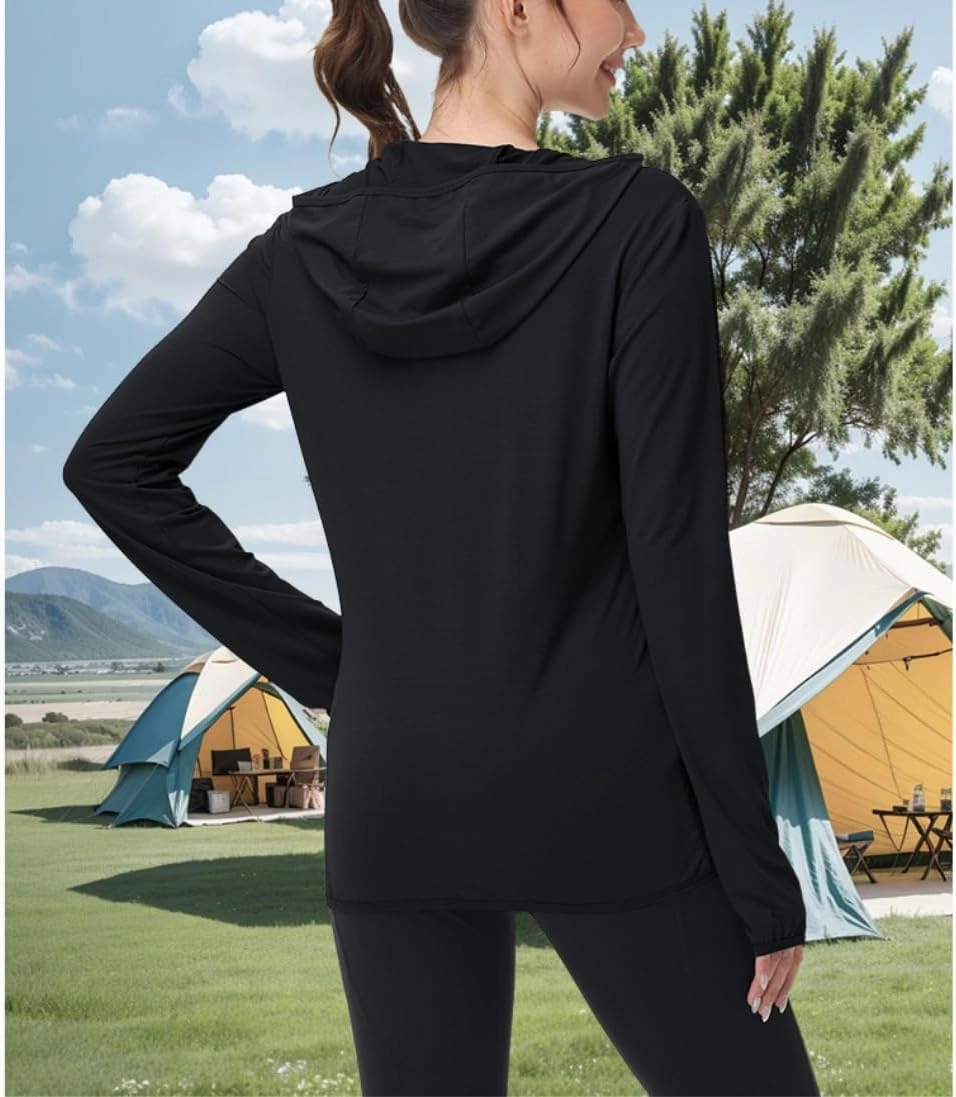 Women's UPF50  Sun Protection Shirts, SPF Jacket UV Zip Up Hoodie, Long Sleeve Summer Ice Silk Outdoor with Pockets