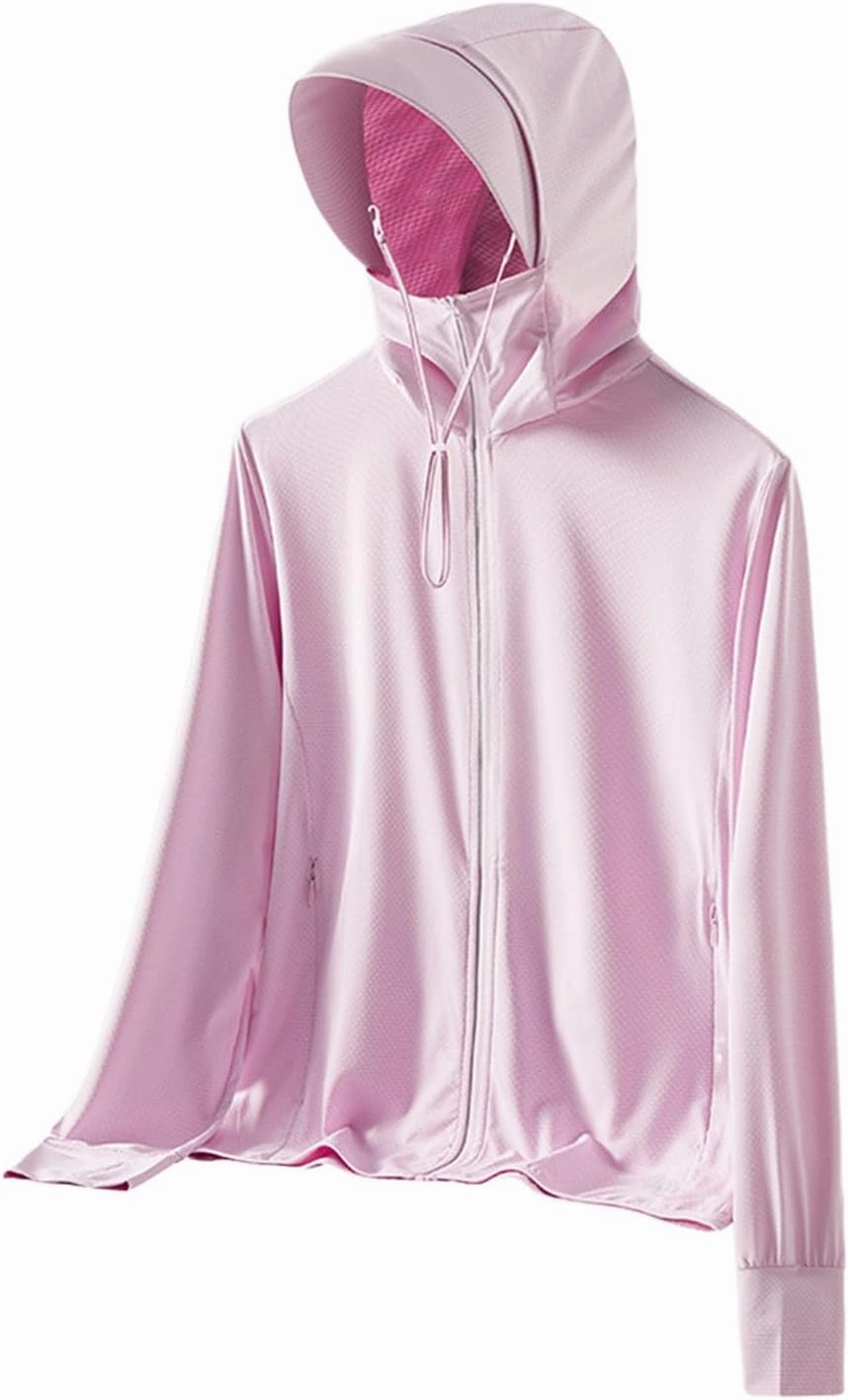 Women's UPF Sun Protection Shirt SPF Jacket UV Zip Up Hoodie Long Sleeve Summer Ice Silk Outdoor Coat with Thumb Hole