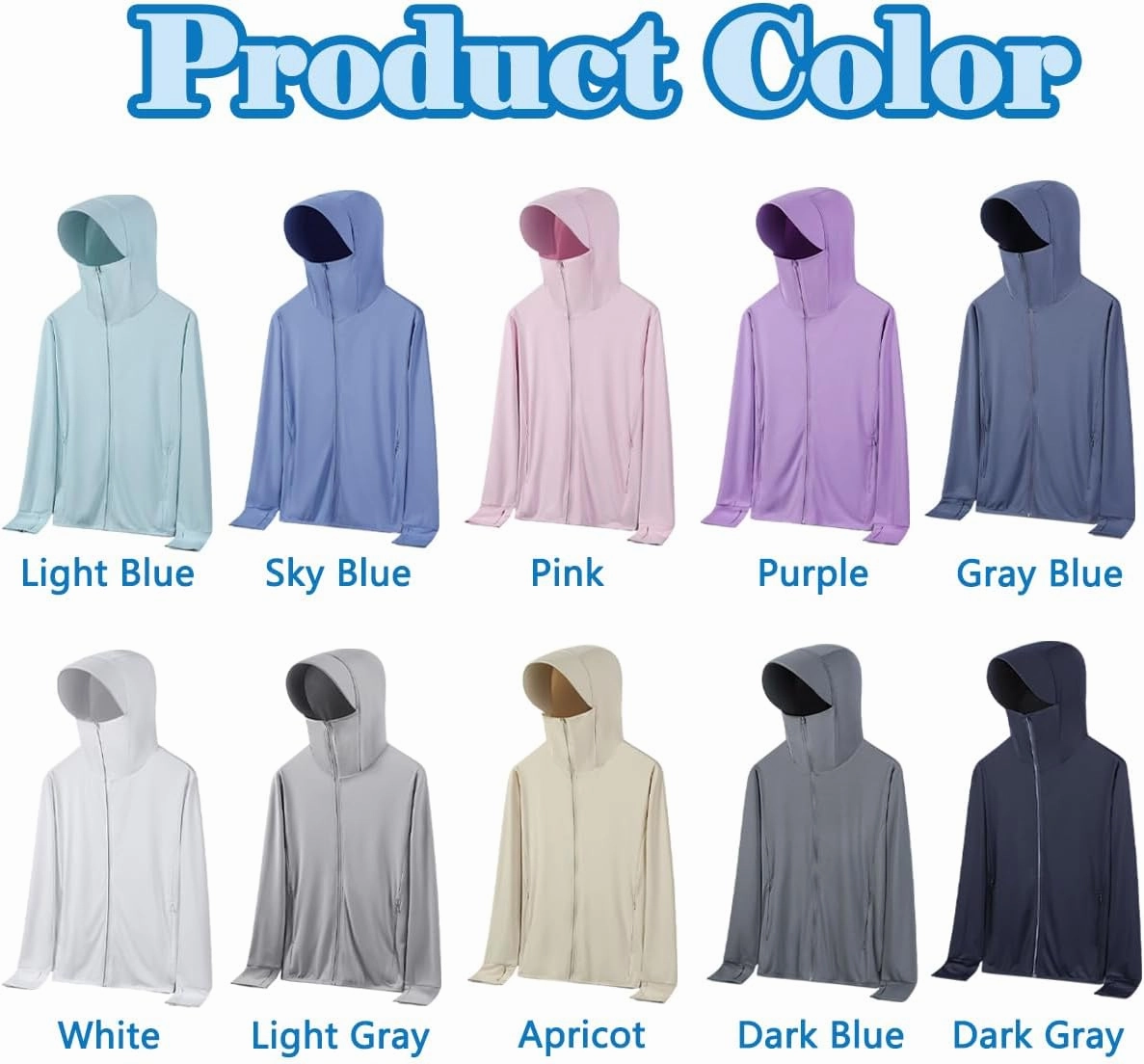 Women's UV SPF Long Sleeve Zipper Hoodie Brim Jacket, UPF 50  Full Zip Lightweight Summer Sun Shirt With Inner Pockets