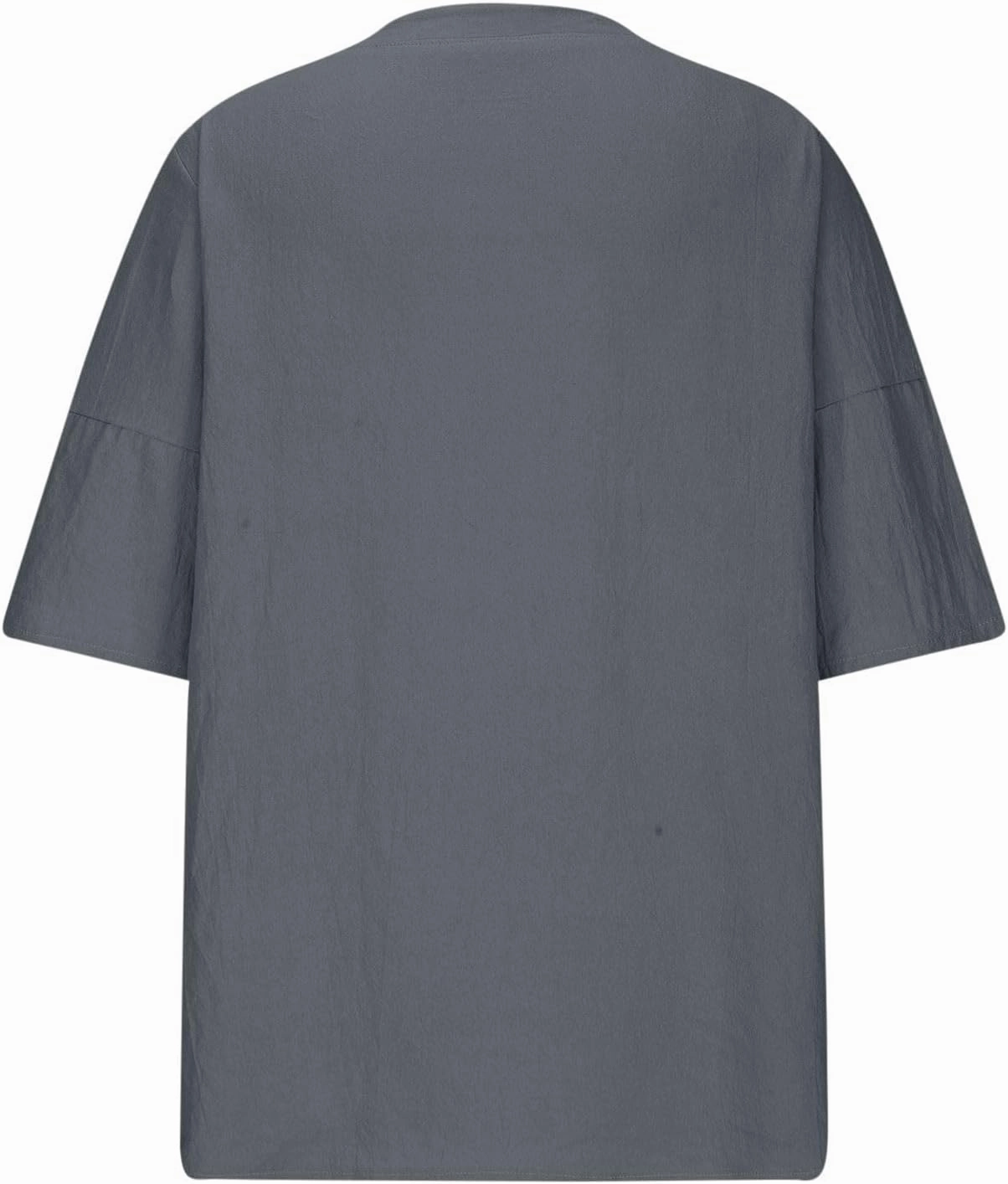 Women Summer Causal Linen Tops 2024 Trendy Gauze Tunic Blouse 3/4 Sleeve Button V Neck Shirt Loose Fit Boho Clothing