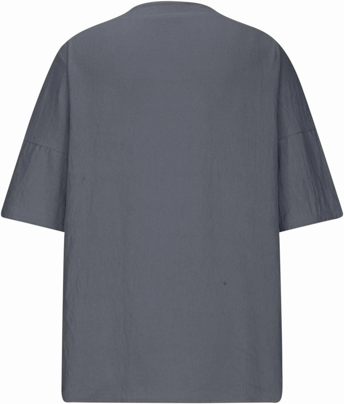 Women Summer Causal Linen Tops 2024 Trendy Gauze Tunic Blouse 3/4 Sleeve Button V Neck Shirt Loose Fit Boho Clothing
