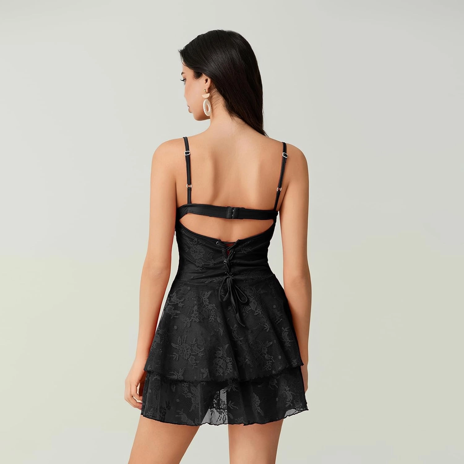 Women Y2K Spaghetti Strap Lace Bustier Mini Dress Sexy Sleeveless Ruched Split Bodycon Party Night Out Dress