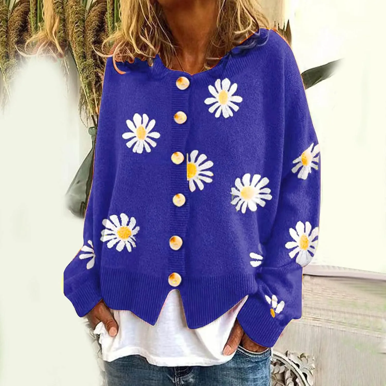 Women's Cable Knit Open Front Cardigans Sweater Casual Sweater Warm Top Button Down Loose Cardigan Outwear Womens