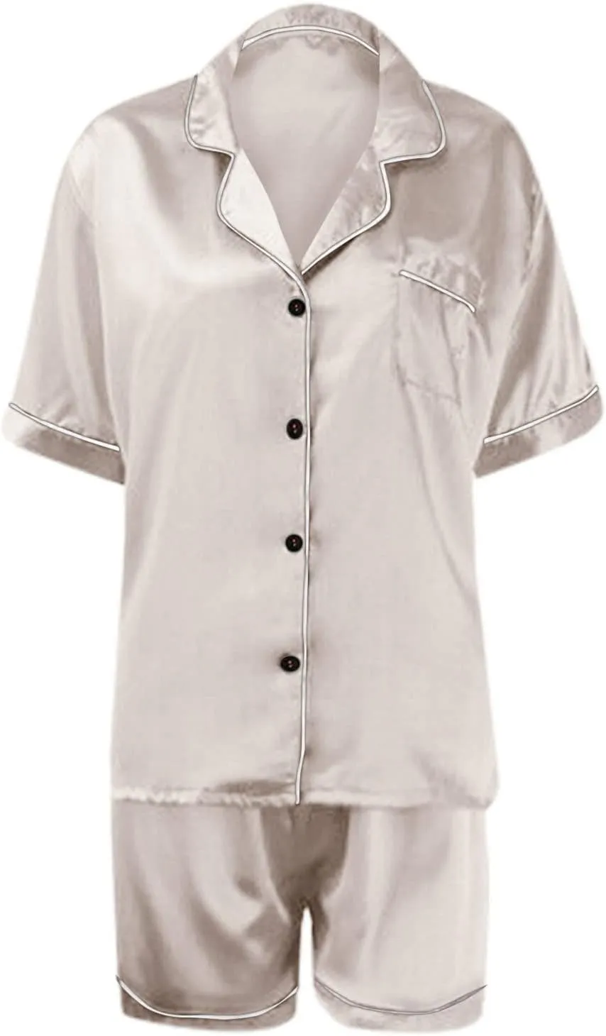 Womens Pajamas Set, Button Down Pajama Set, Short Sleeve Two-piece Loungewear Sets Sleepwear Nightwear Pj Sets