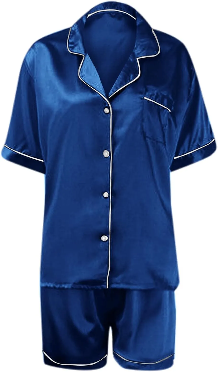Womens Pajamas Set, Button Down Pajama Set, Short Sleeve Two-piece Loungewear Sets Sleepwear Nightwear Pj Sets