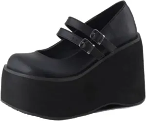 Women's Patent Leather Platform High Heel Mary Janes Pumps with Adjust Buckle Strap Fashion Comfort Round Toe Wedge Increase Height Uniform Dressy Shoes for Party Date Prom