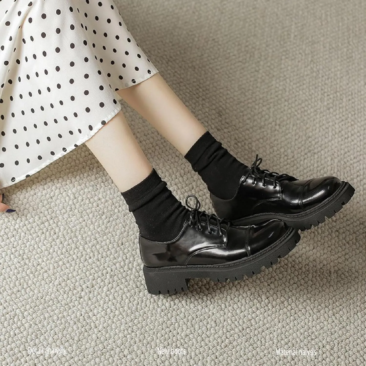 Women's Patent Leather Platform Oxfords Classic Lace Up Comfortable Round Toe Non-Slip Lug Sole Chunky Heel Uniform Dress Shoes for Business Casual Work Office