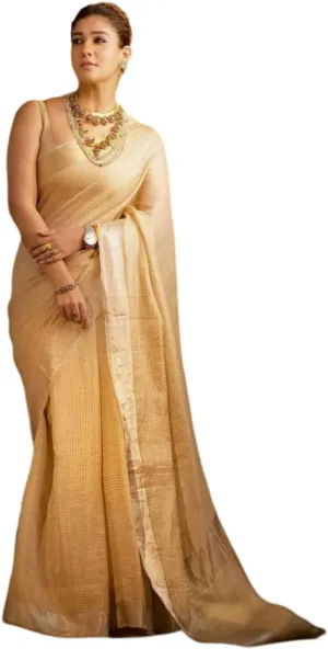 Women's Pure Lichi Silk Indian Wedding Wear kanjeevaram Saree with UnStitched Blouse Piece