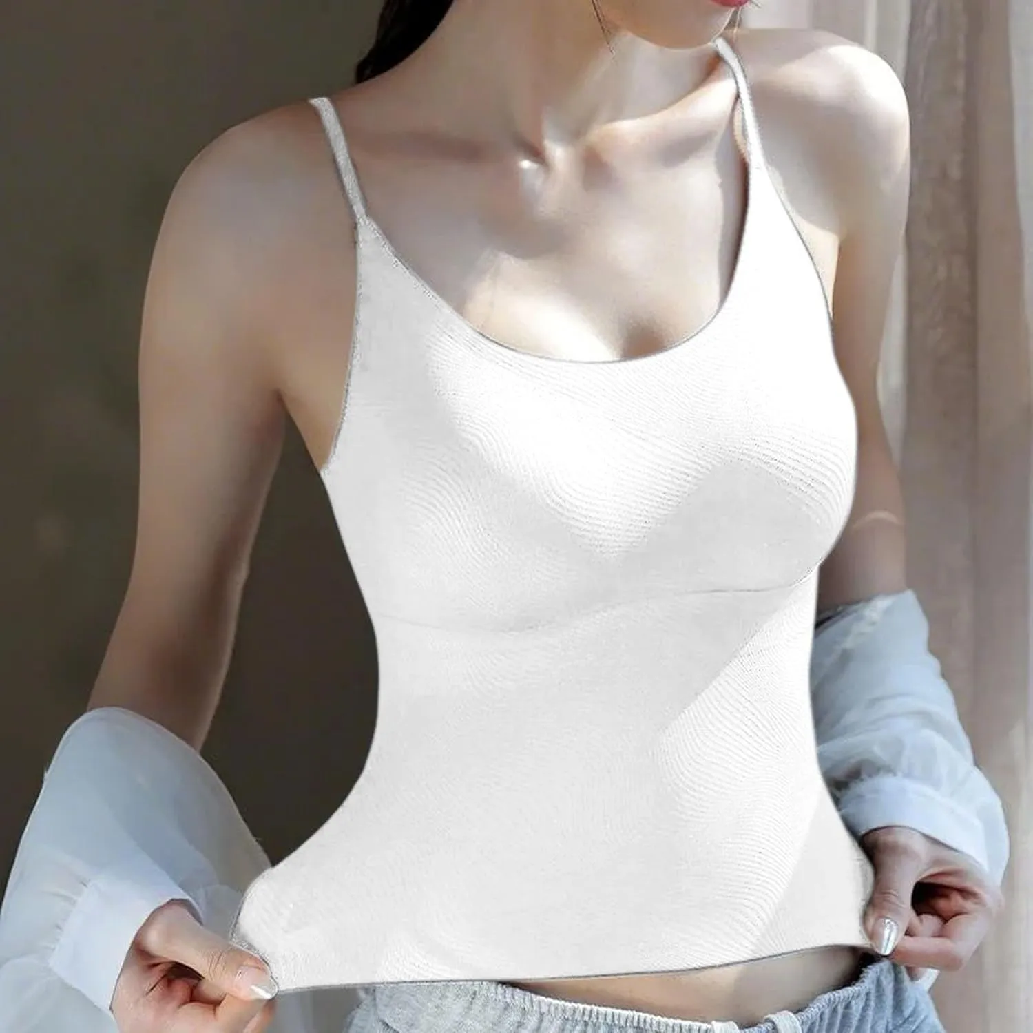 Womens Shapewear Bodysuit Spaghetti Straps Camis Tummy Control Seamless Body Shaper Waist Shaping Tops for Going Out