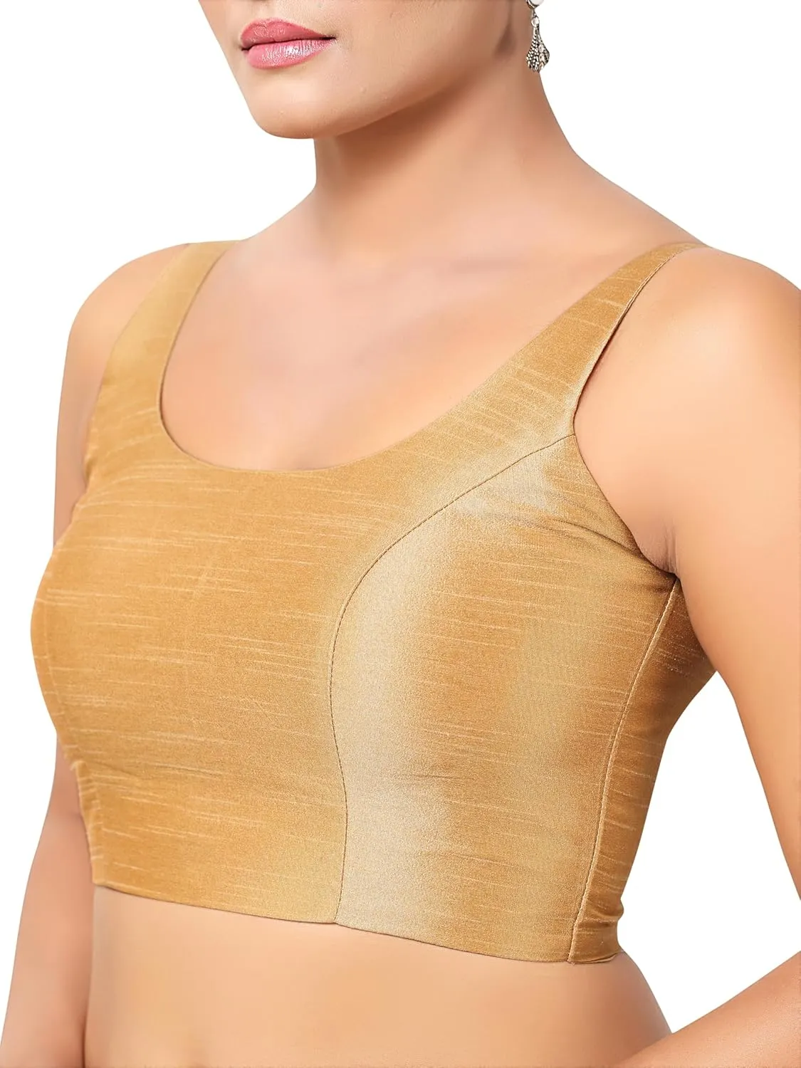 Womens Solid Pattern Sleeveless Padded Readymade Saree Blouse