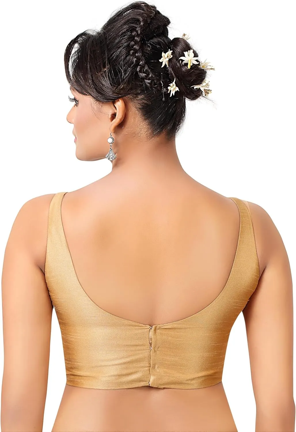 Womens Solid Pattern Sleeveless Padded Readymade Saree Blouse